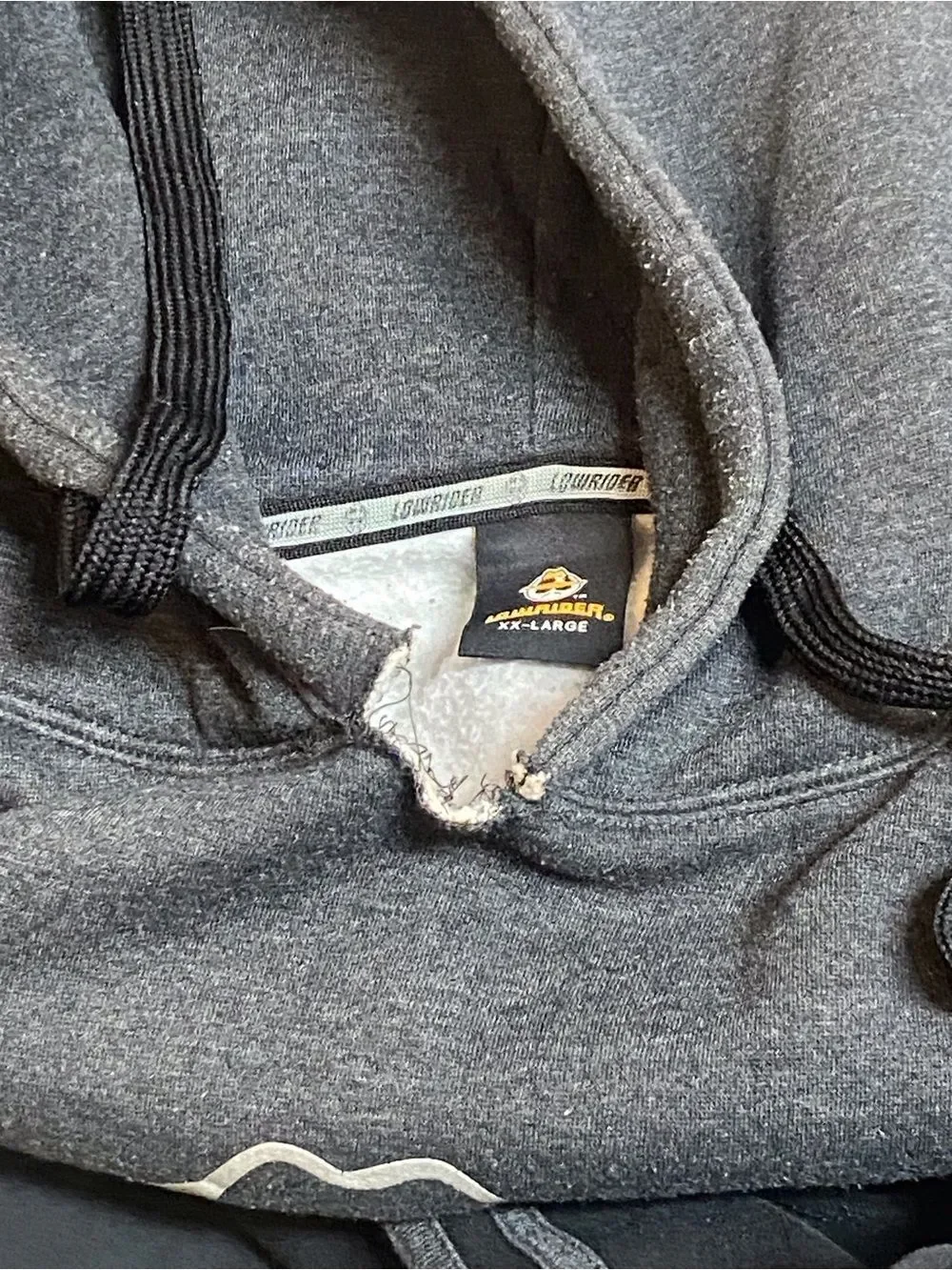 Vintage Charcoal and Black Two-Tone Hooded Pullover with Logo